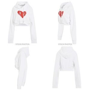 NWT || OFF-WHITE Crack Off Heart Cropped Hoodie